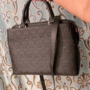Betsey Johnson Halloween Skull Satchel Black EUC